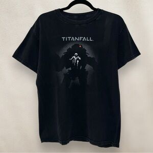 Titanfall Video Game Promo T-Shirt Xbox Silhouette Character Tee Black Sz Medium